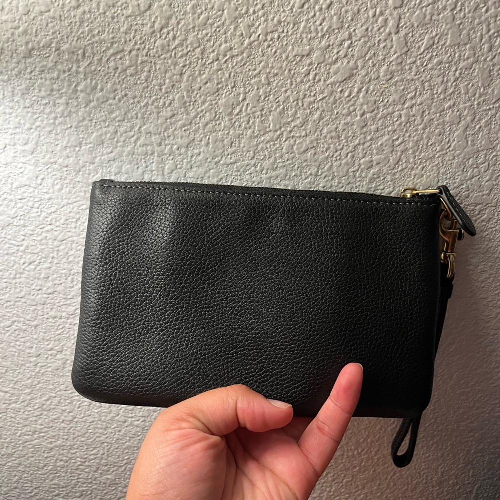 Black Coach Wristlet with Gold Accents
